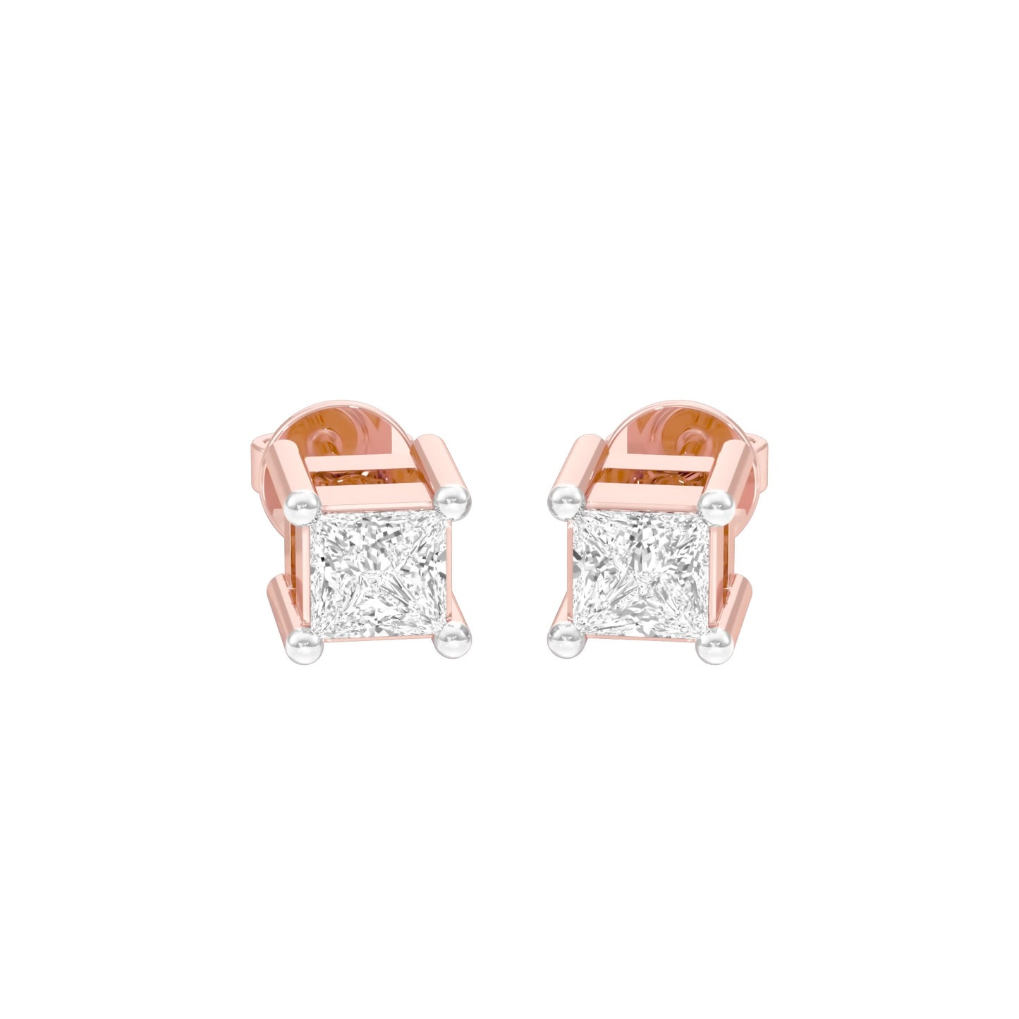 Fine Frame Diamond Stud Earrings 18 KT / Rose Gold