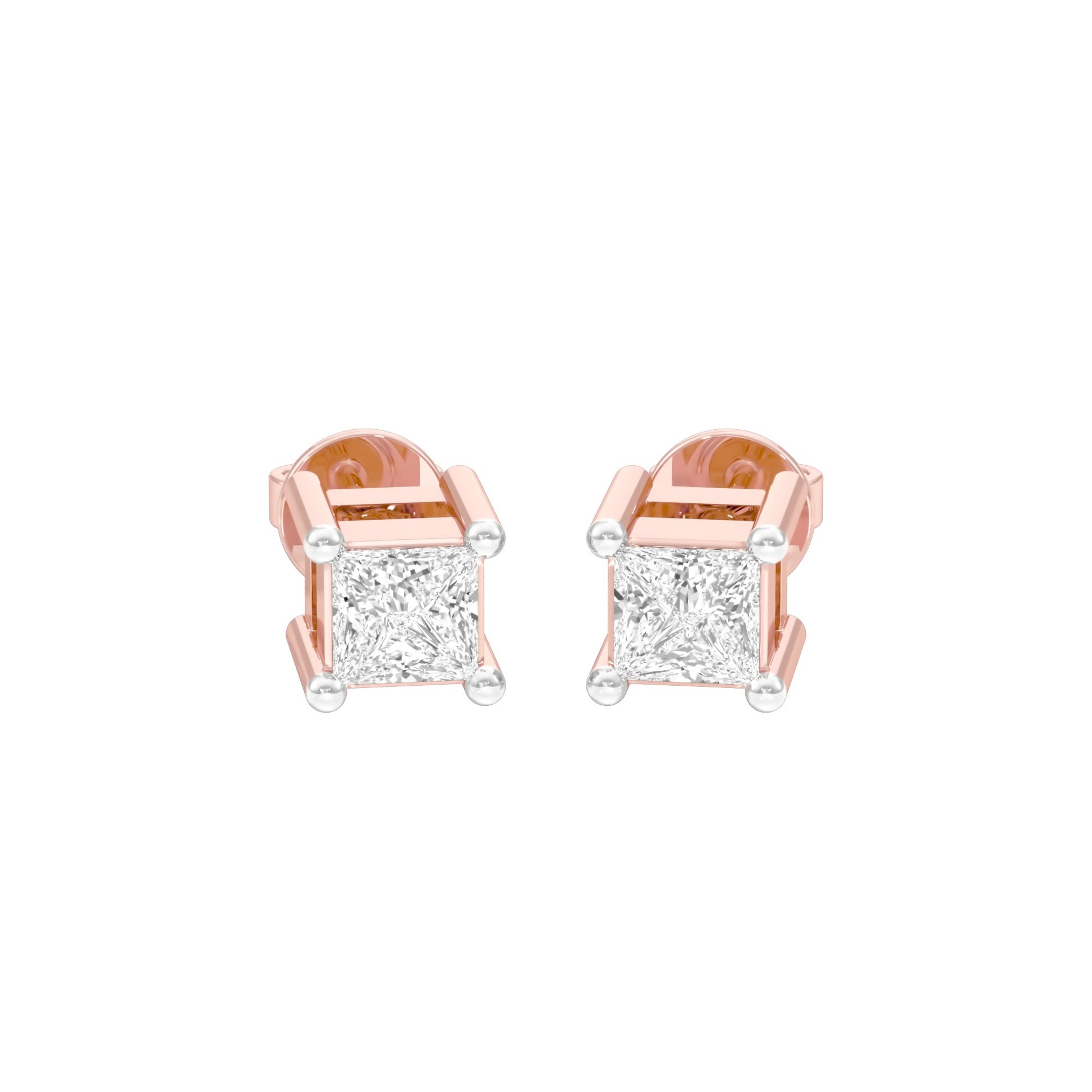 Fine Frame Diamond Stud Earrings 18 KT / Rose Gold