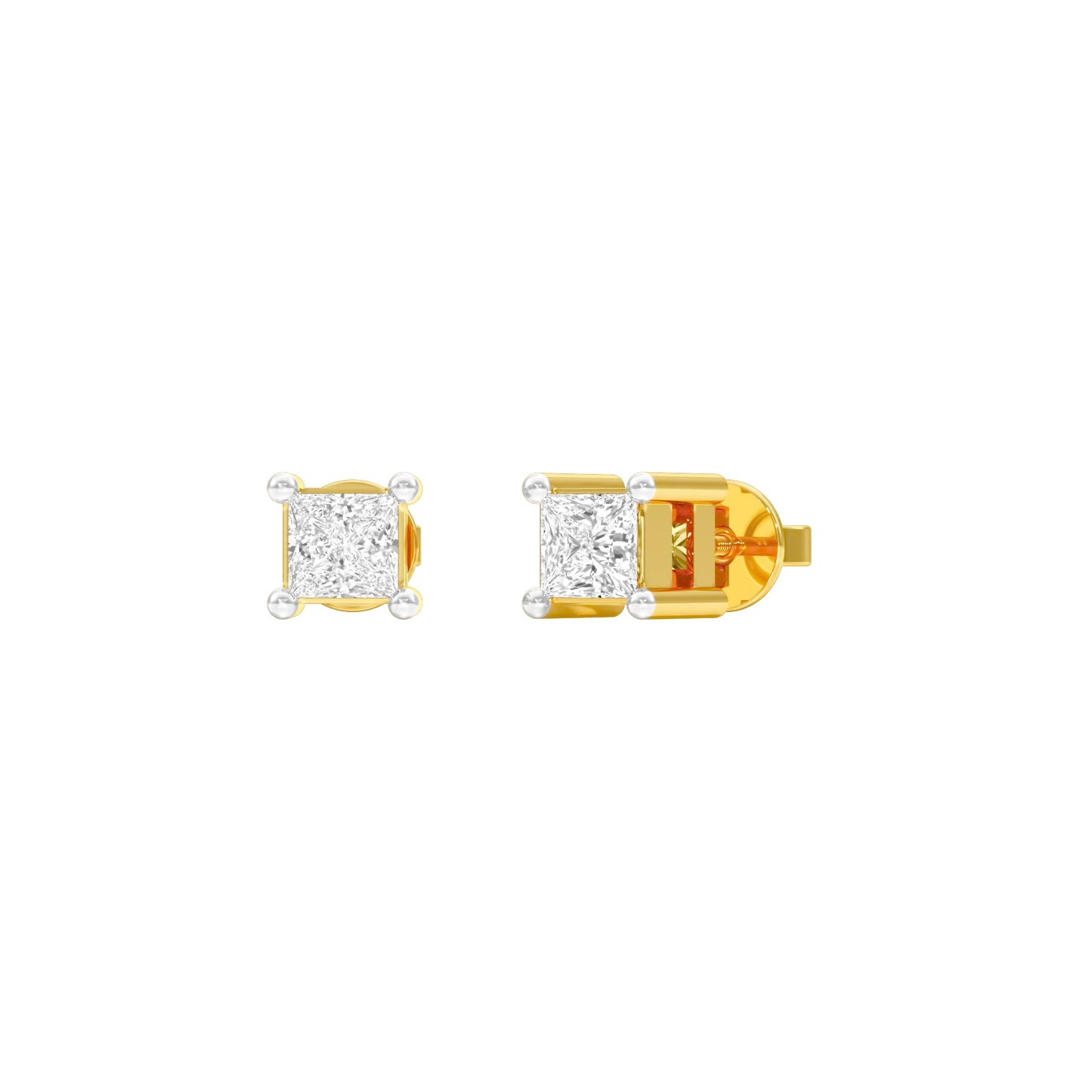 Fine Frame Diamond Stud Earrings 18 KT / Yellow Gold
