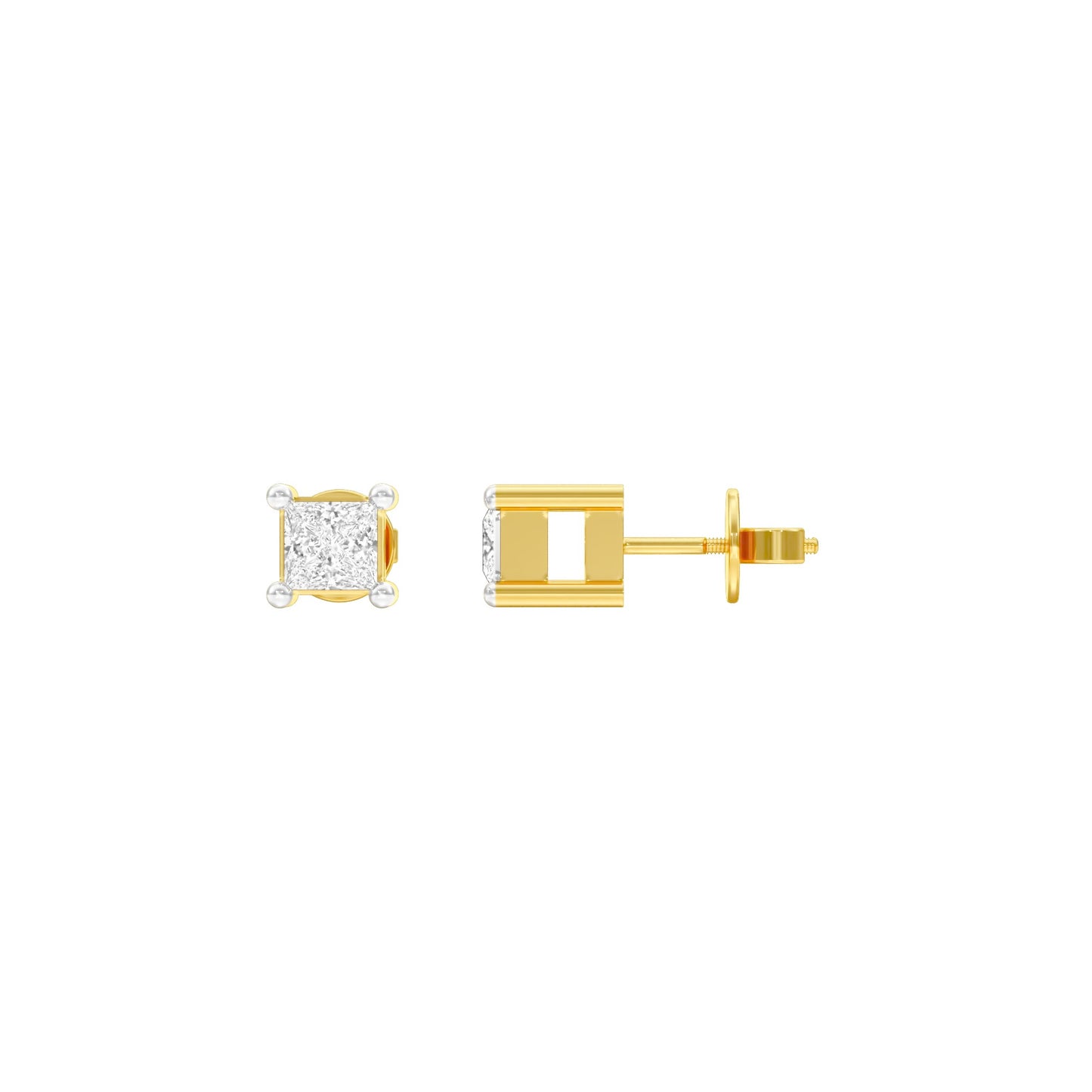 Fine Frame Diamond Stud Earrings 18 KT / Yellow Gold