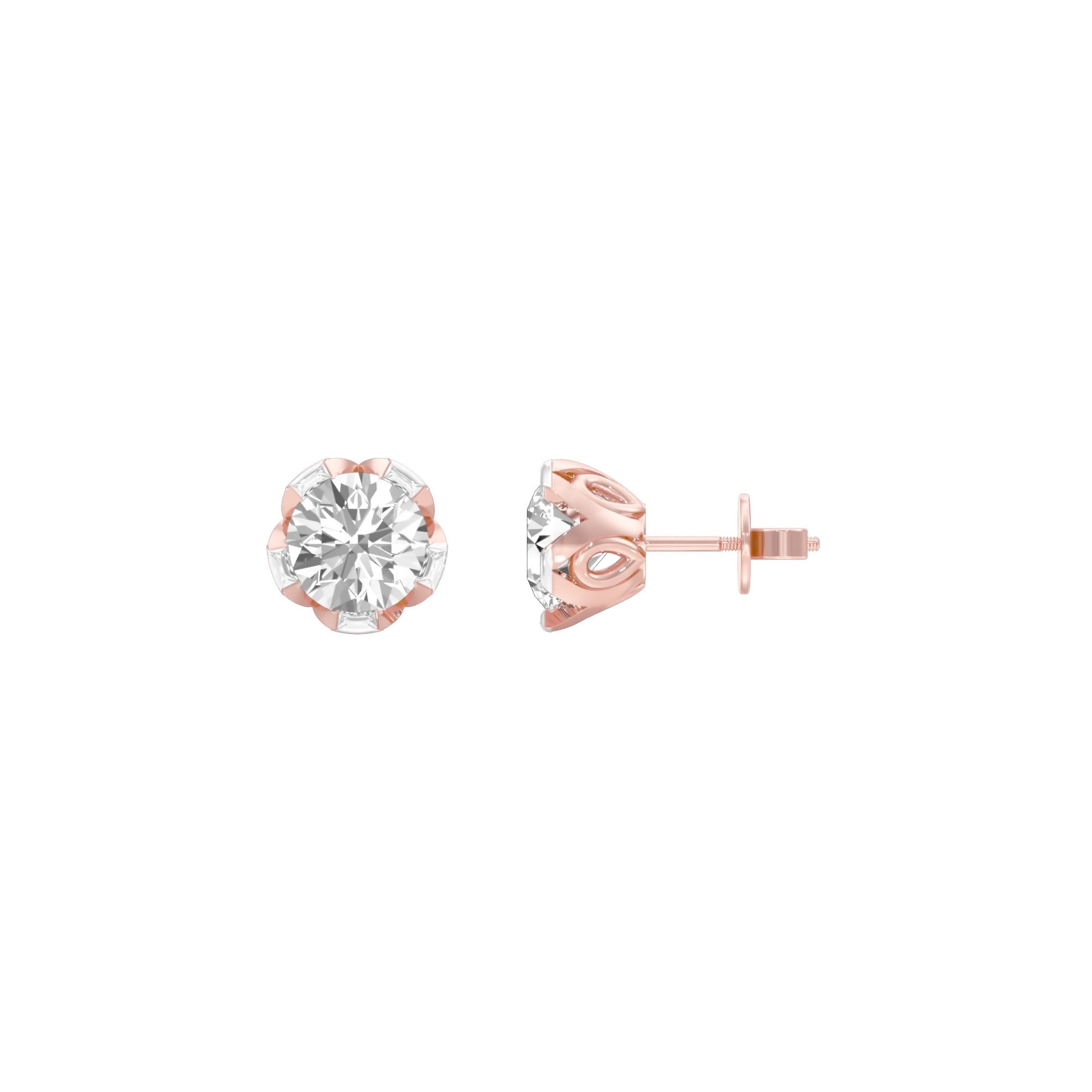 GoldBloom Diamond Stud Earrings 18 KT / Rose Gold