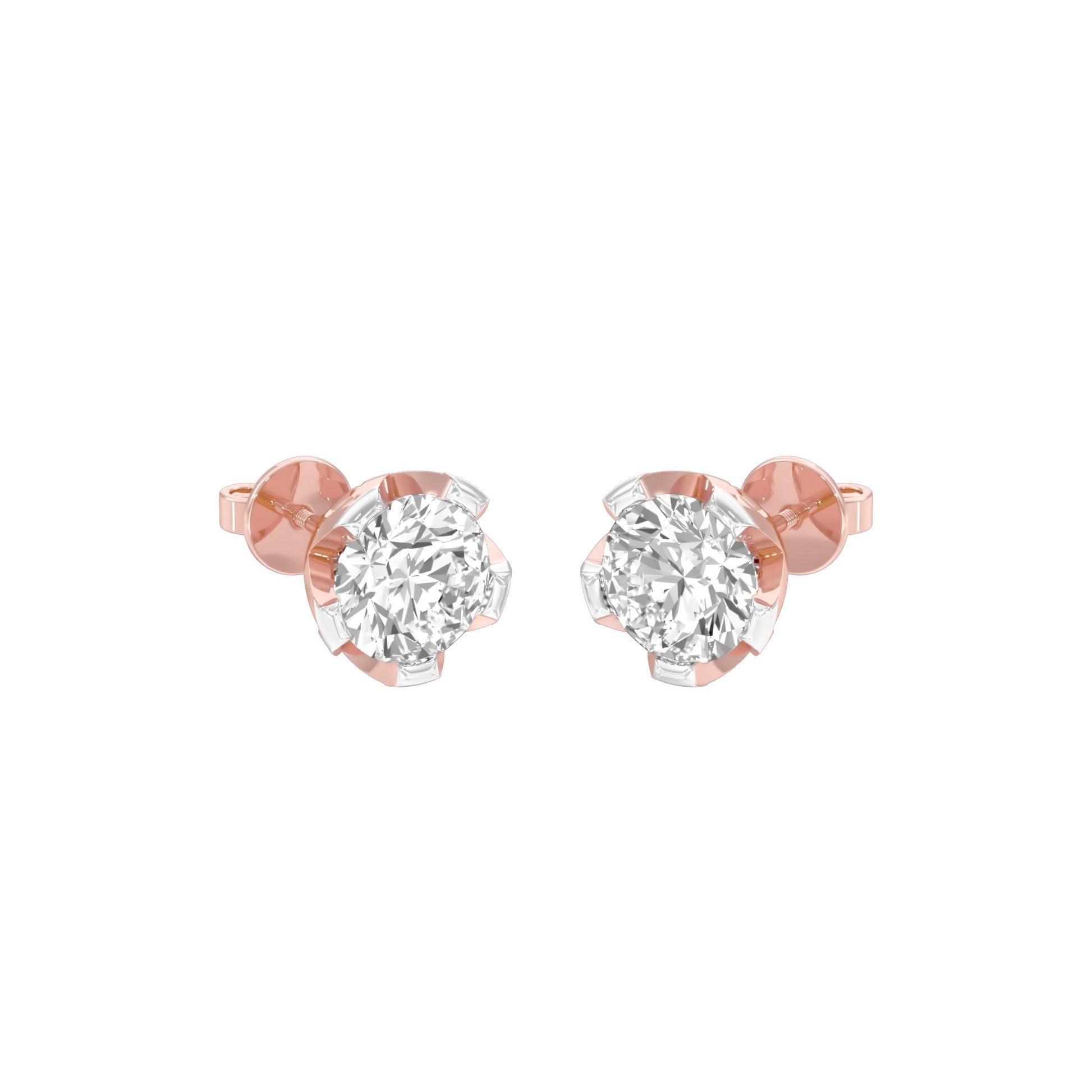 GoldBloom Diamond Stud Earrings 18 KT / Rose Gold