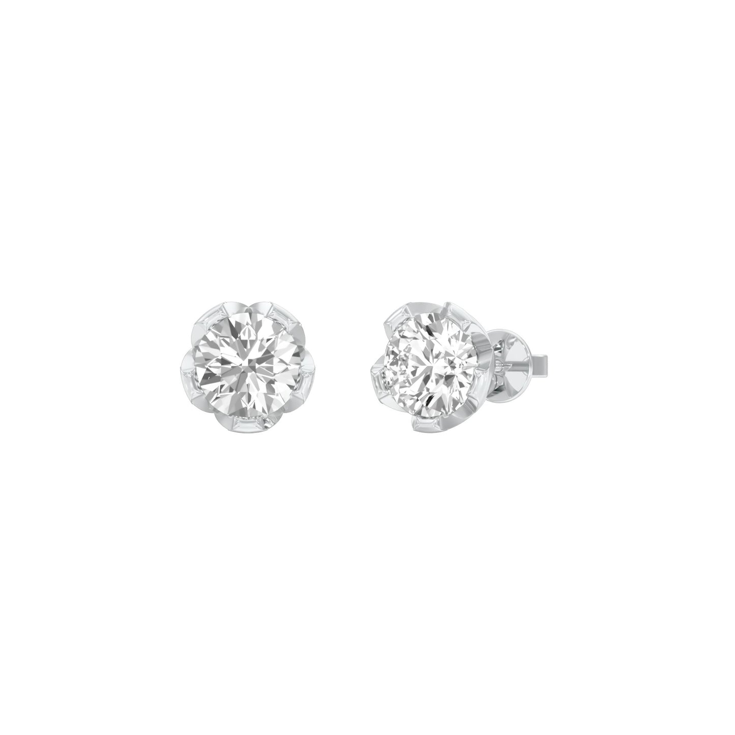 GoldBloom Diamond Stud Earrings 18 KT / White Gold
