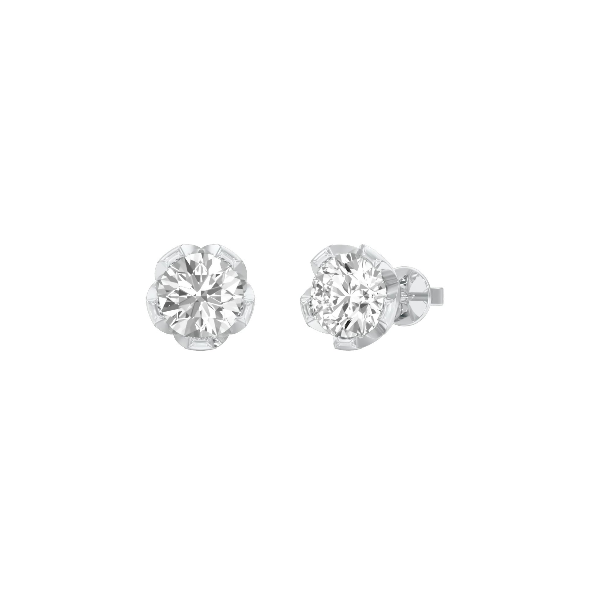 GoldBloom Diamond Stud Earrings 18 KT / White Gold