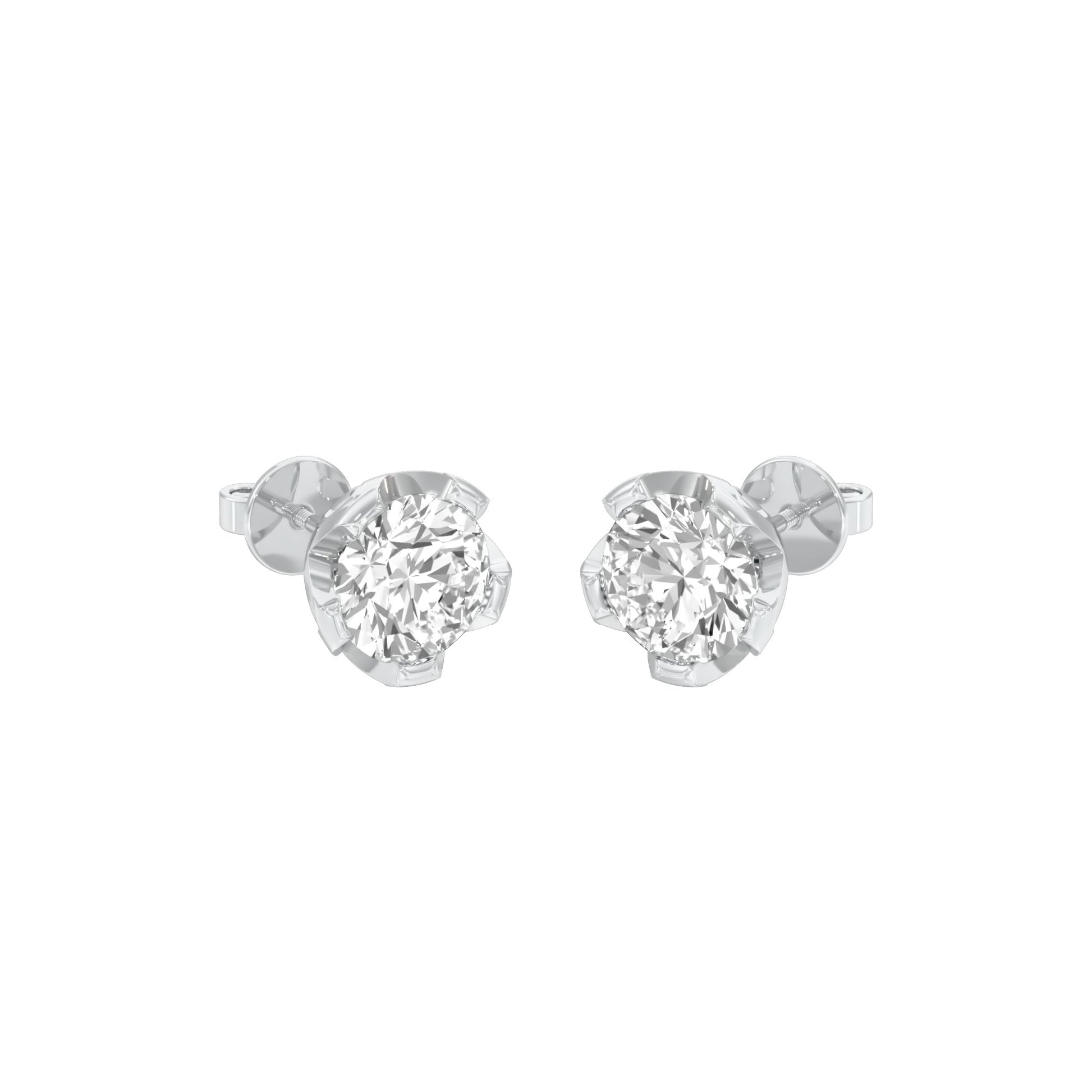 GoldBloom Diamond Stud Earrings 18 KT / White Gold