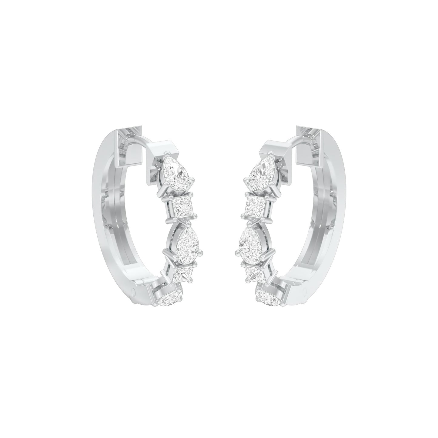 Lumi Stack Diamond Bali Earrings 18 KT / White Gold