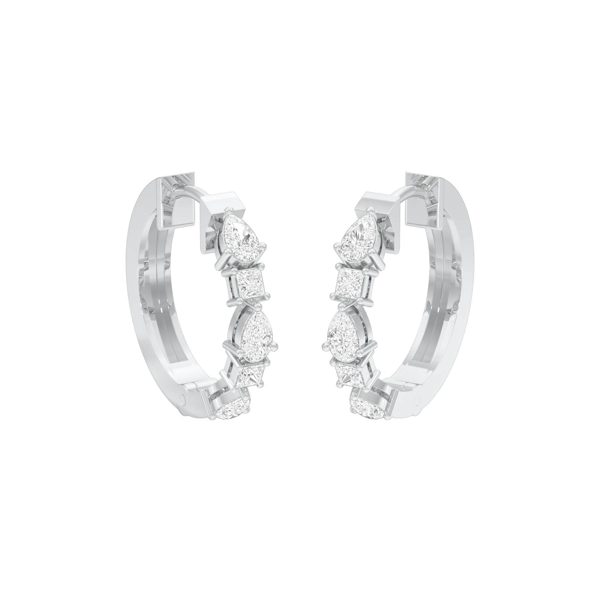 Lumi Stack Diamond Bali Earrings 18 KT / White Gold