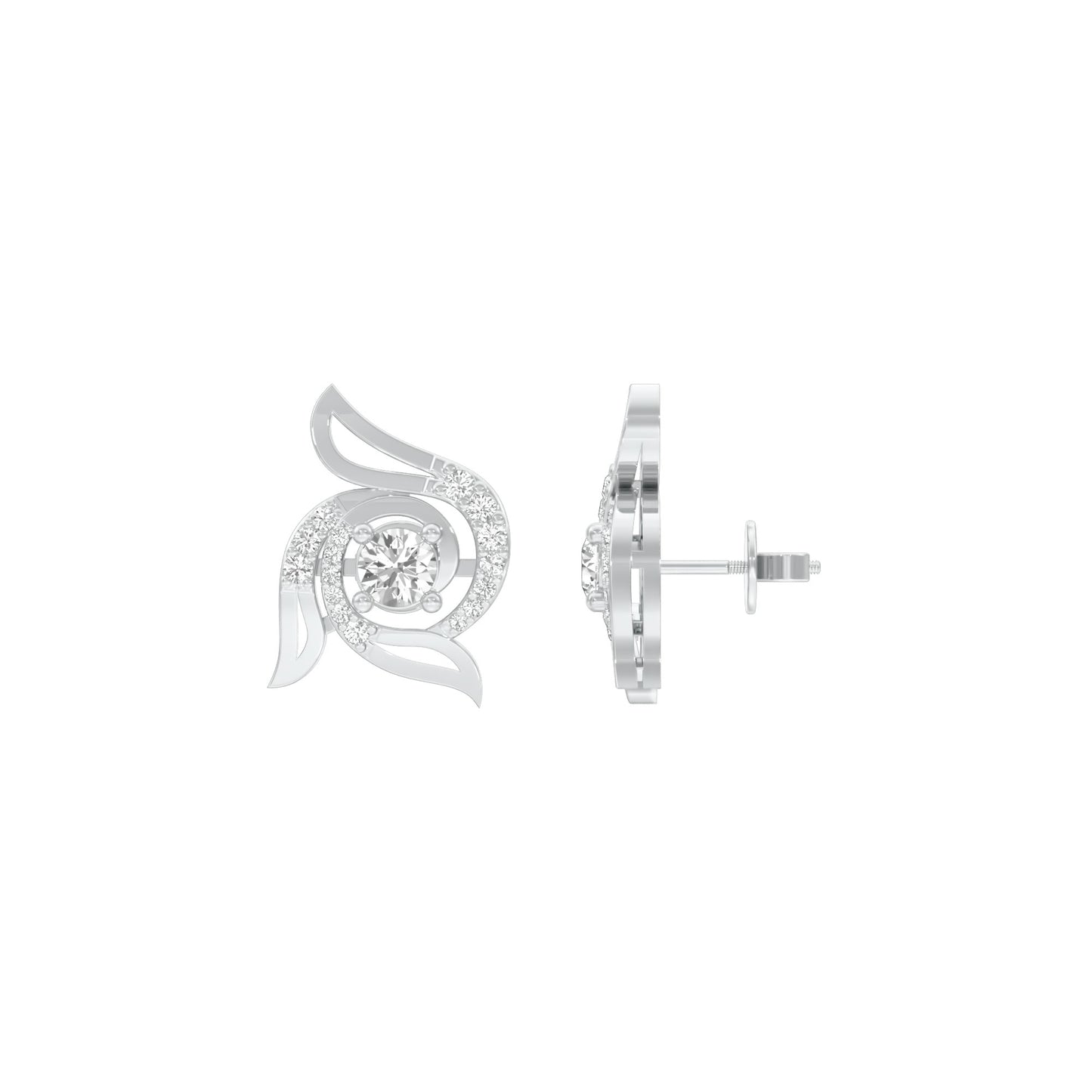 Glow Dance Diamond Stud Earrings 18 KT / White Gold