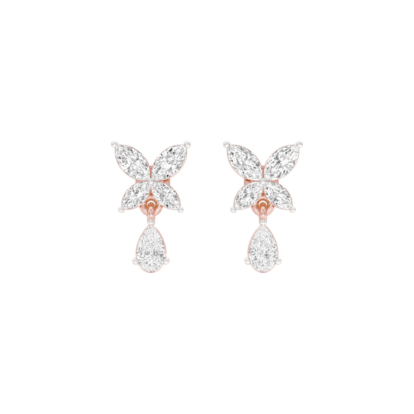 Butterfly Shine Diamond Drop Earrings 18 KT / Rose Gold