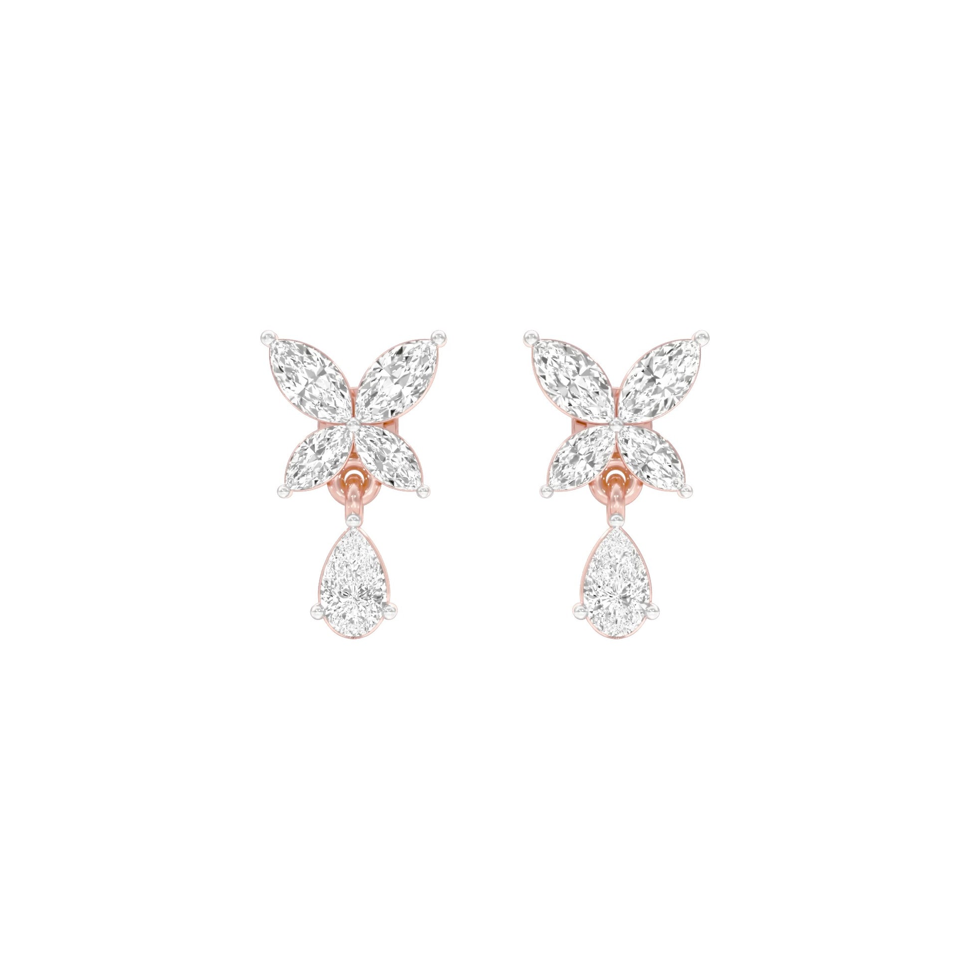 Butterfly Shine Diamond Drop Earrings 18 KT / Rose Gold