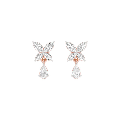 Butterfly Shine Diamond Drop Earrings 18 KT / Rose Gold