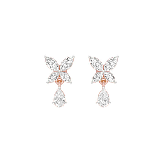 Butterfly Shine Diamond Drop Earrings 18 KT / Rose Gold