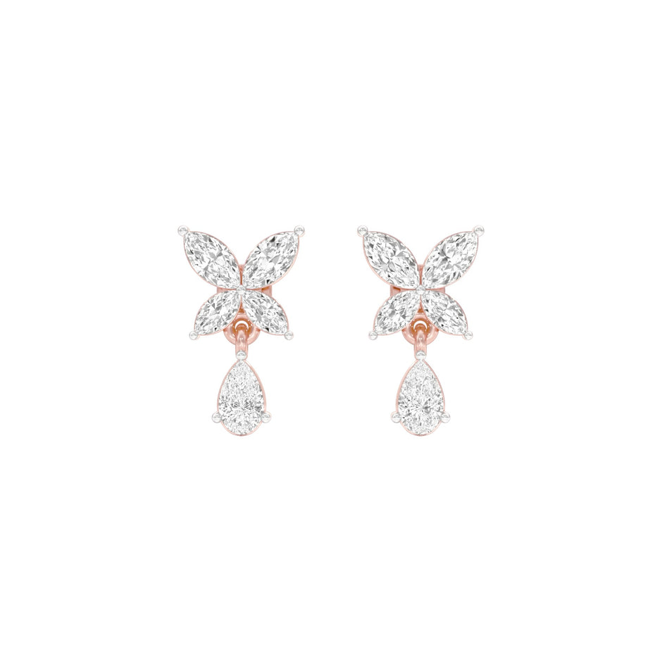 Butterfly Shine Diamond Drop Earrings 18 KT / Rose Gold