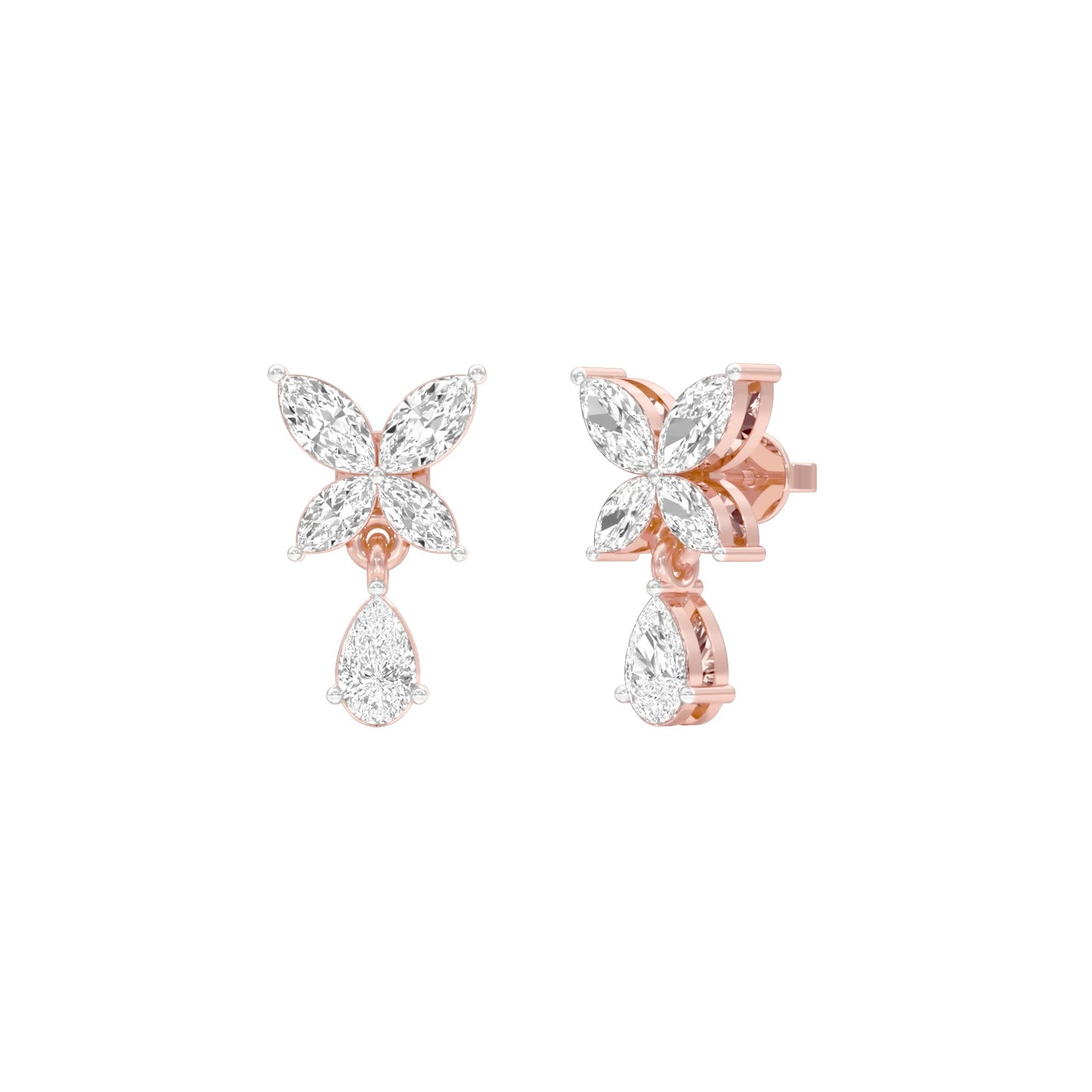 Butterfly Shine Diamond Drop Earrings 18 KT / Rose Gold
