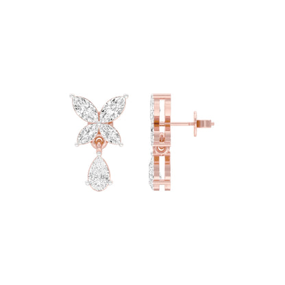 Butterfly Shine Diamond Drop Earrings 18 KT / Rose Gold