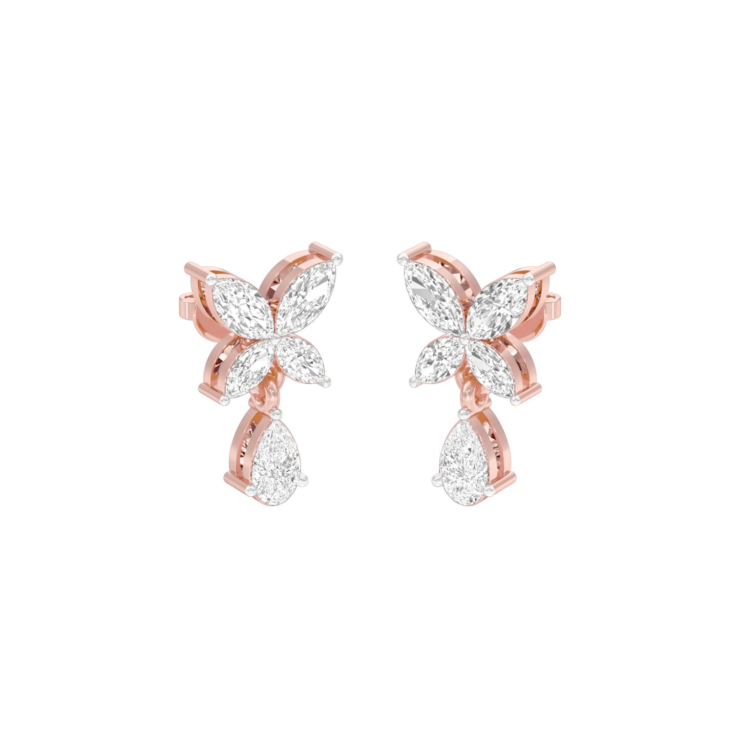 Butterfly Shine Diamond Drop Earrings 18 KT / Rose Gold