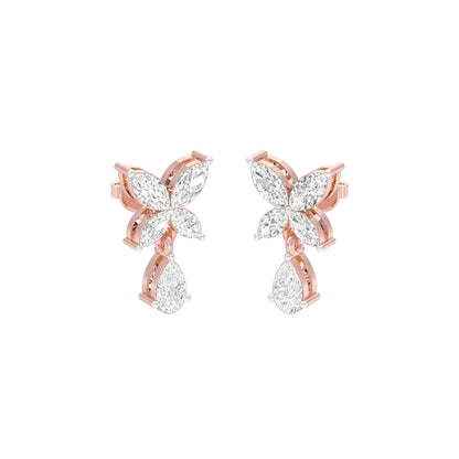 Butterfly Shine Diamond Drop Earrings 18 KT / Rose Gold