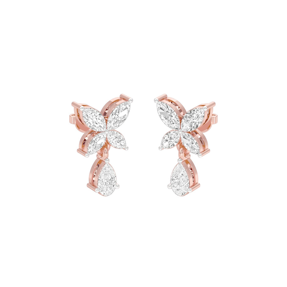 Butterfly Shine Diamond Drop Earrings 18 KT / Rose Gold