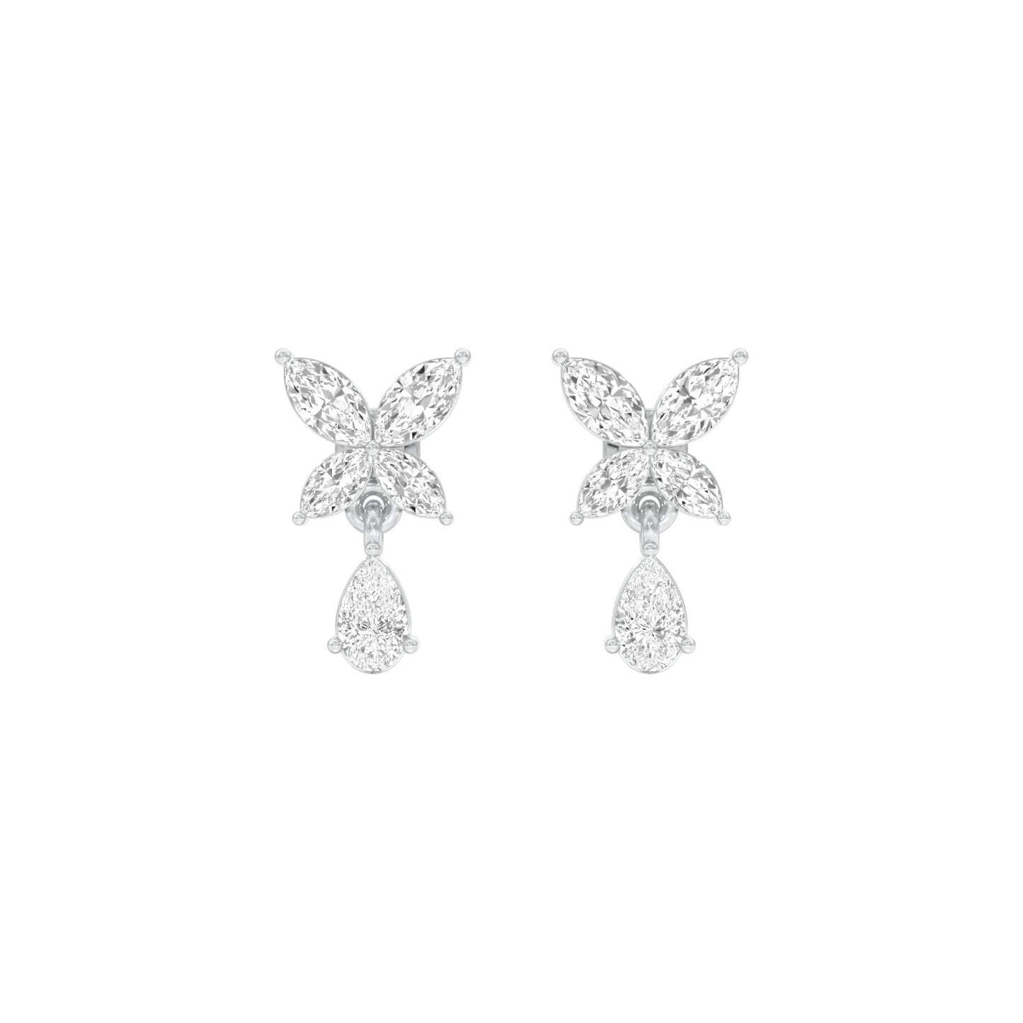 Butterfly Shine Diamond Drop Earrings 18 KT / White Gold