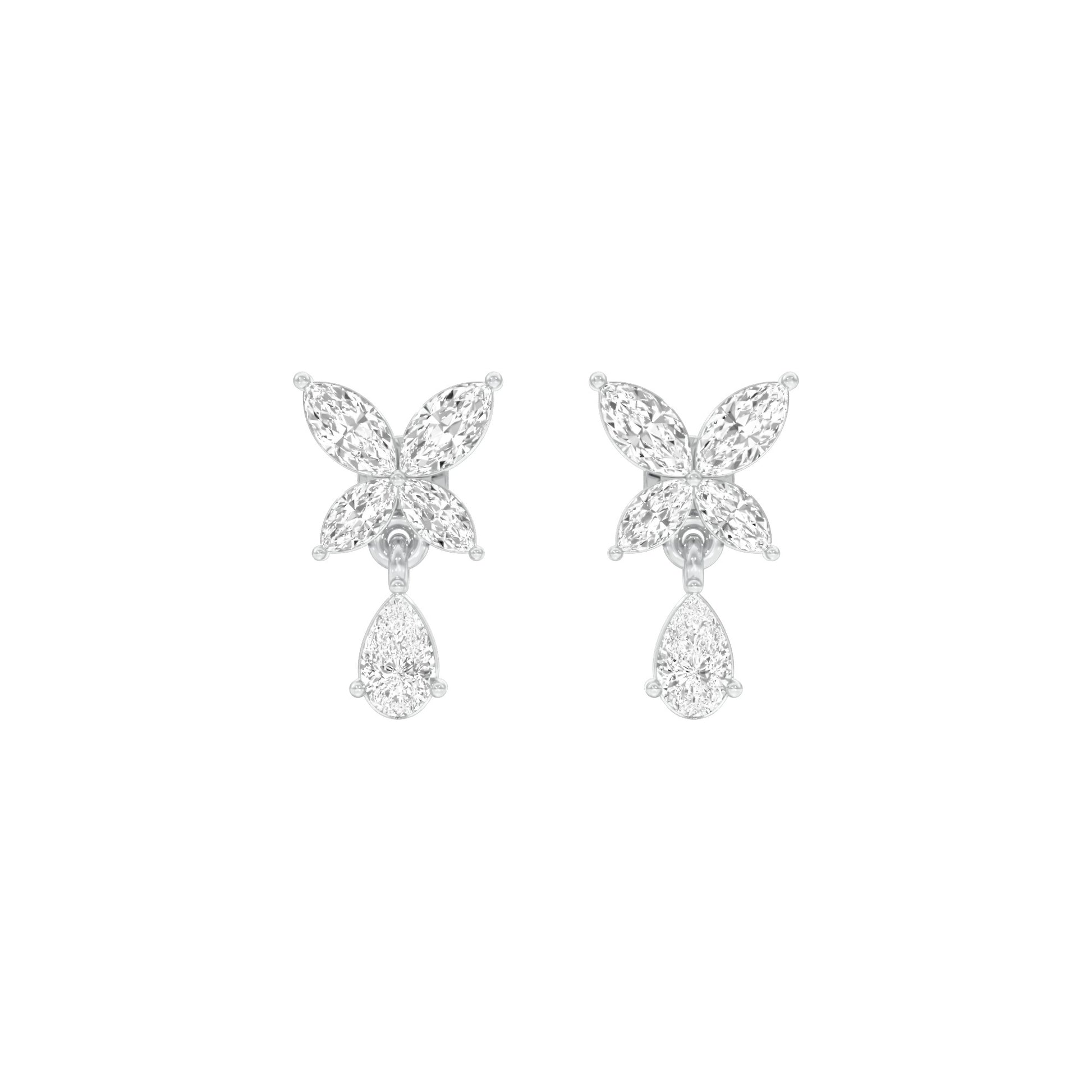Butterfly Shine Diamond Drop Earrings 18 KT / White Gold