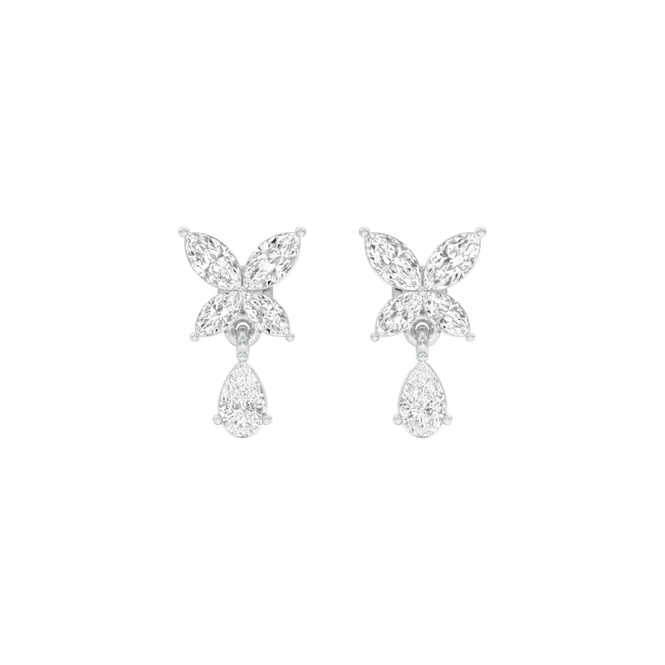 Butterfly Shine Diamond Drop Earrings 18 KT / White Gold
