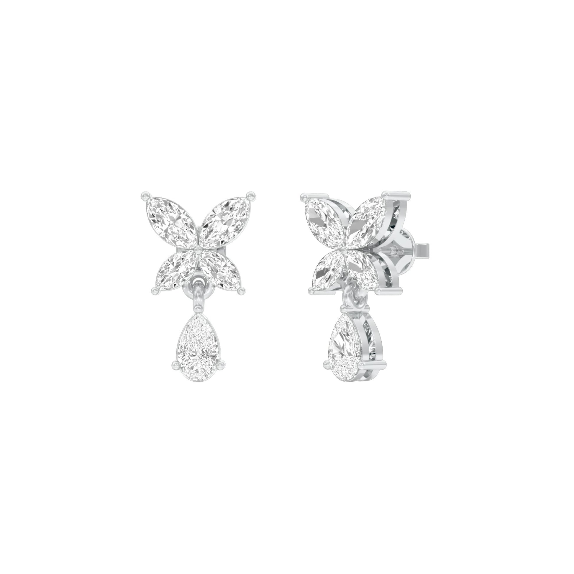 Butterfly Shine Diamond Drop Earrings 18 KT / White Gold