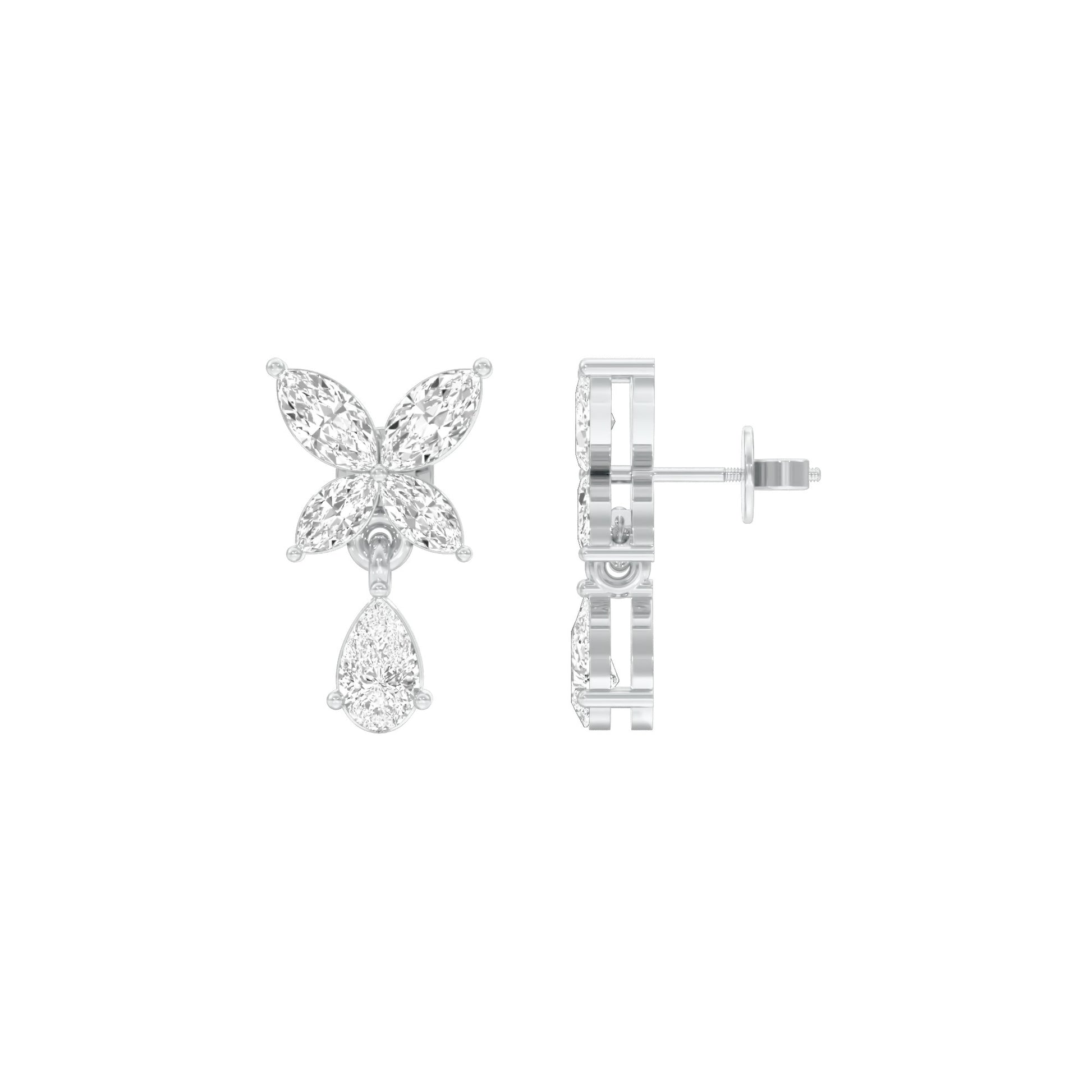 Butterfly Shine Diamond Drop Earrings 18 KT / White Gold