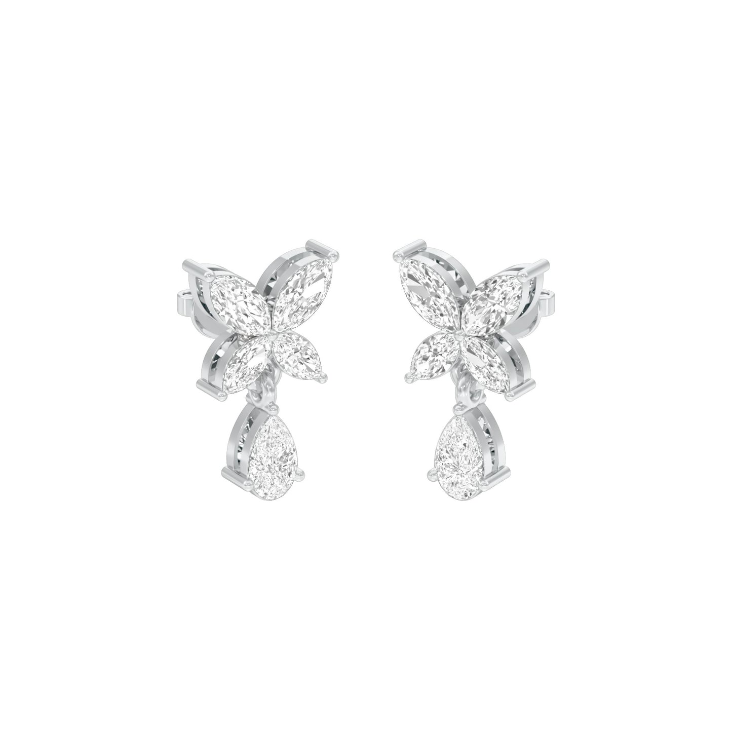 Butterfly Shine Diamond Drop Earrings 18 KT / White Gold