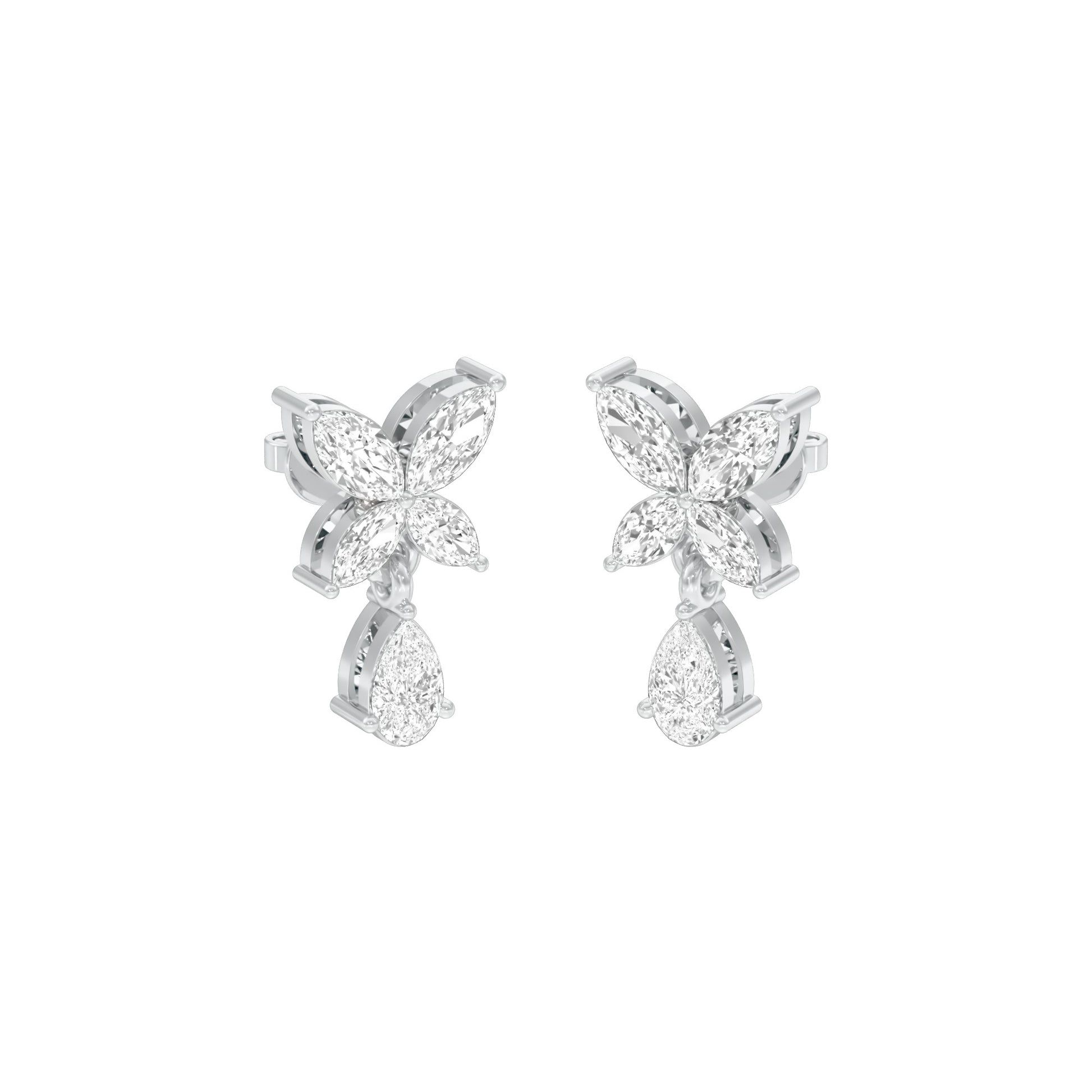 Butterfly Shine Diamond Drop Earrings 18 KT / White Gold