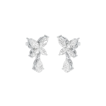 Butterfly Shine Diamond Drop Earrings 18 KT / White Gold