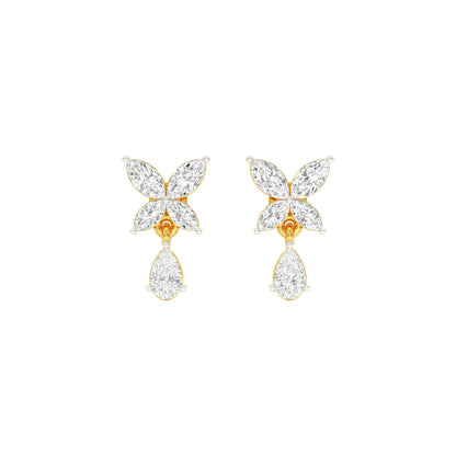 Butterfly Shine Diamond Drop Earrings 18 KT / Yellow Gold