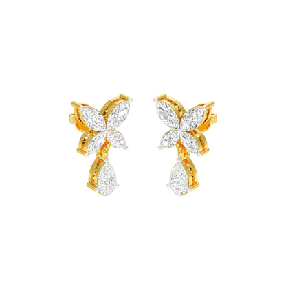 Butterfly Shine Diamond Drop Earrings 18 KT / Yellow Gold