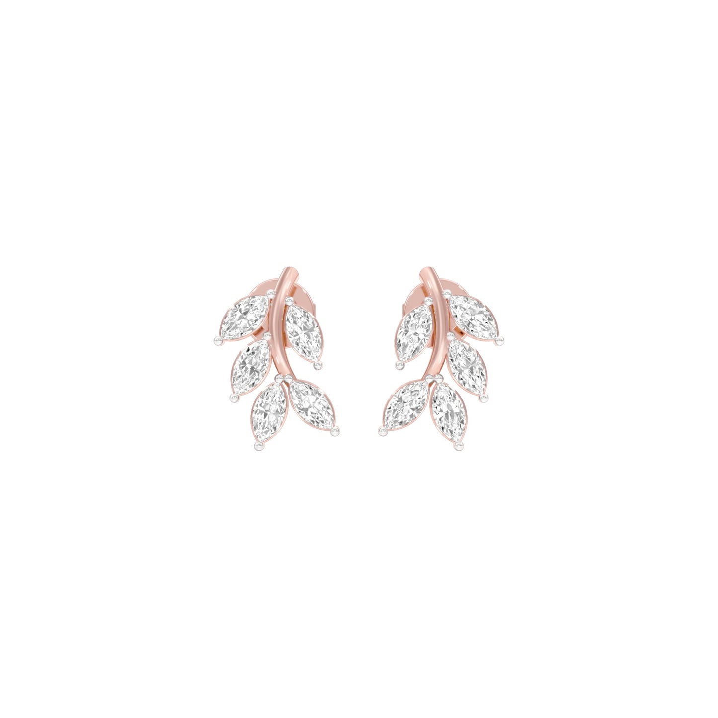 Whisper Vine Diamond Stud Earrings 18 KT / Rose Gold