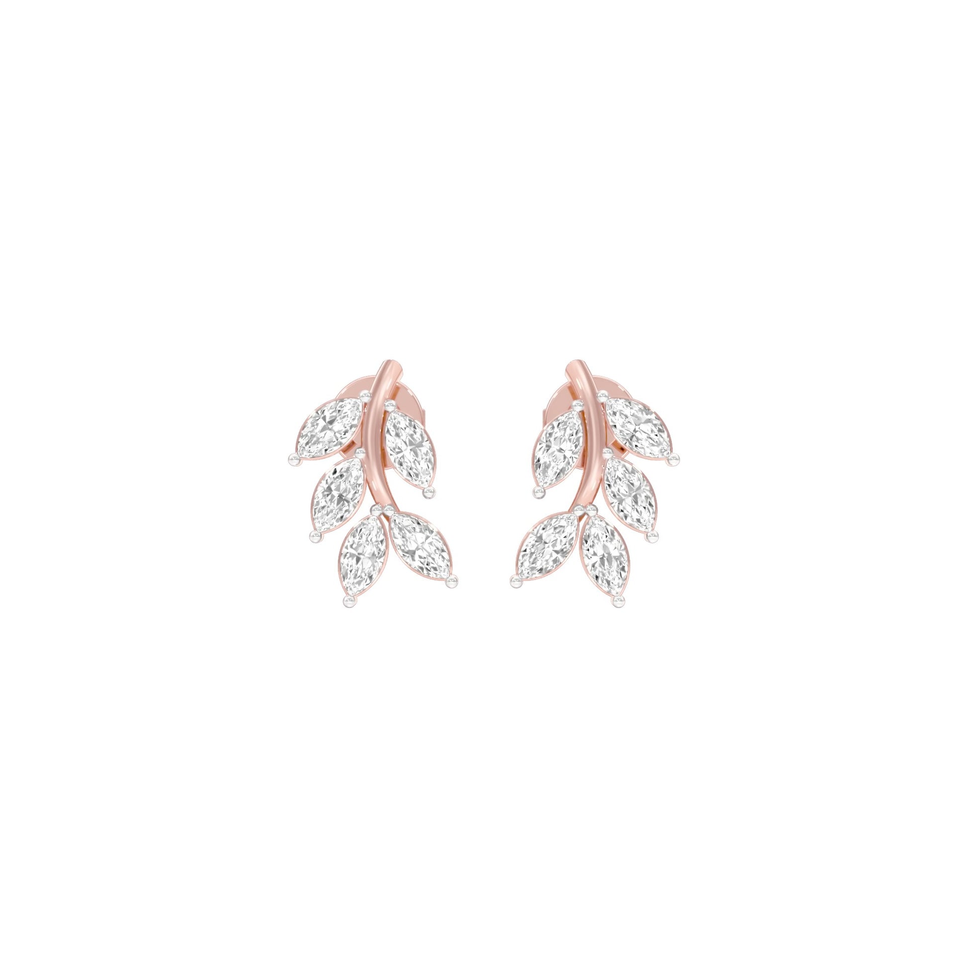 Whisper Vine Diamond Stud Earrings 18 KT / Rose Gold