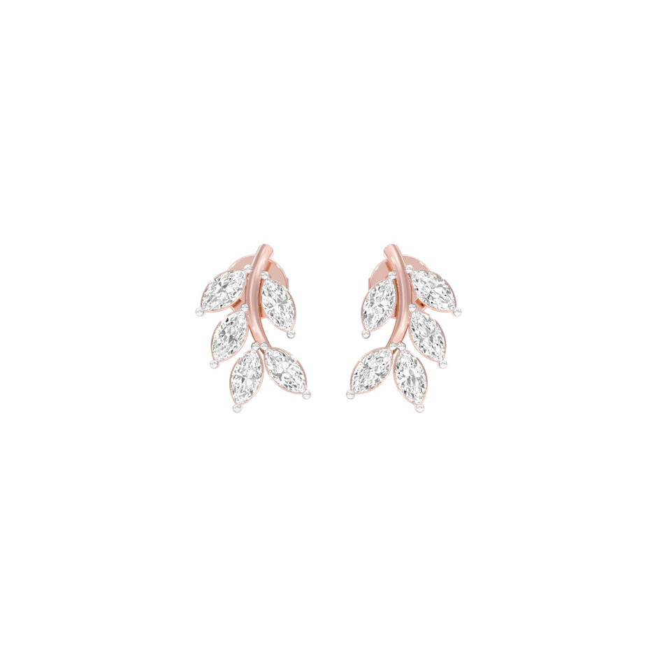 Whisper Vine Diamond Stud Earrings 18 KT / Rose Gold