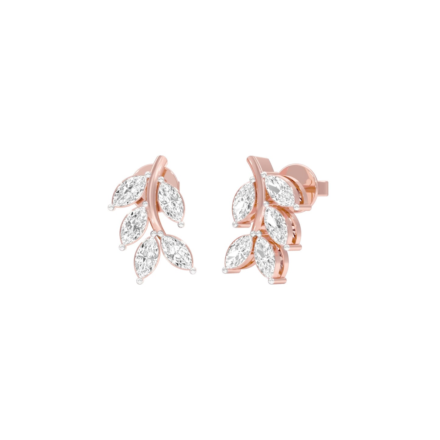 Whisper Vine Diamond Stud Earrings 18 KT / Rose Gold