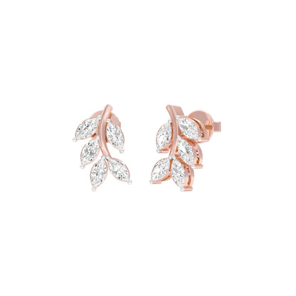 Whisper Vine Diamond Stud Earrings 18 KT / Rose Gold