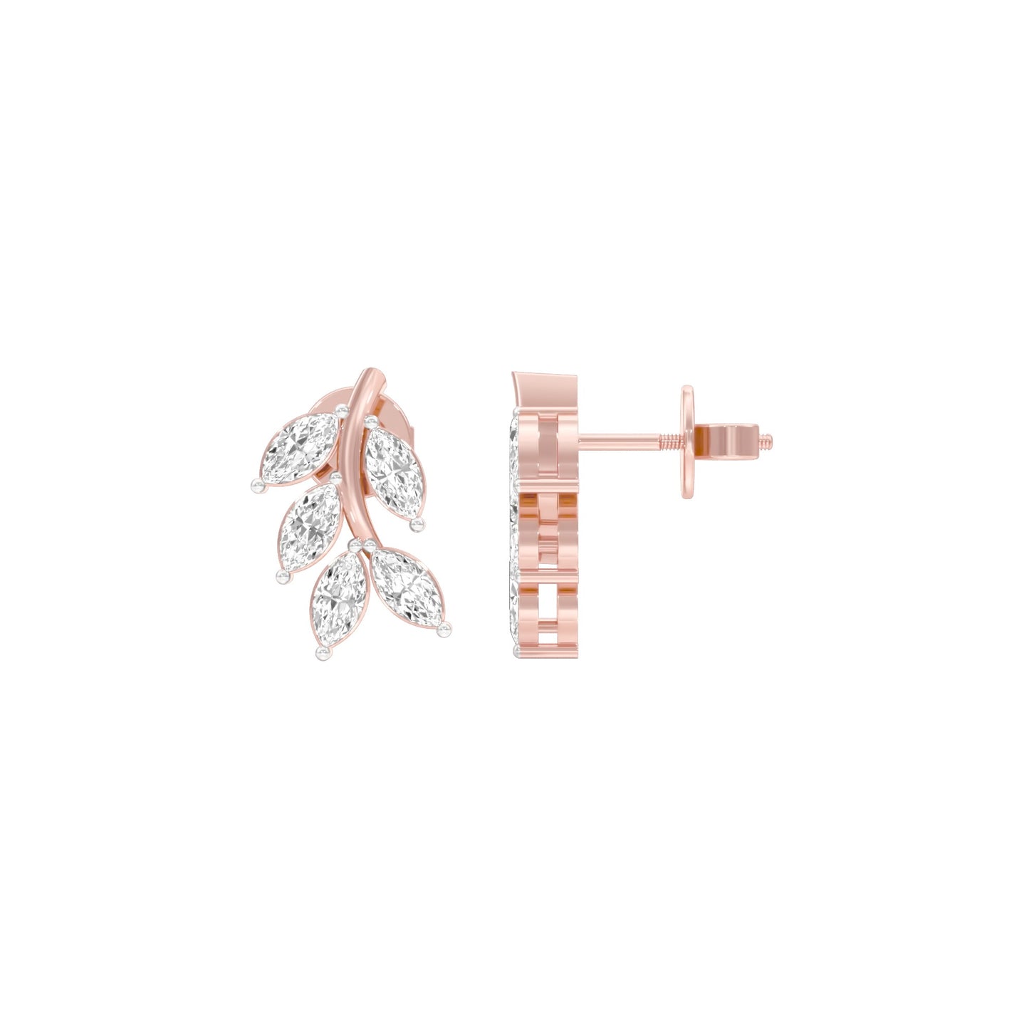 Whisper Vine Diamond Stud Earrings 18 KT / Rose Gold