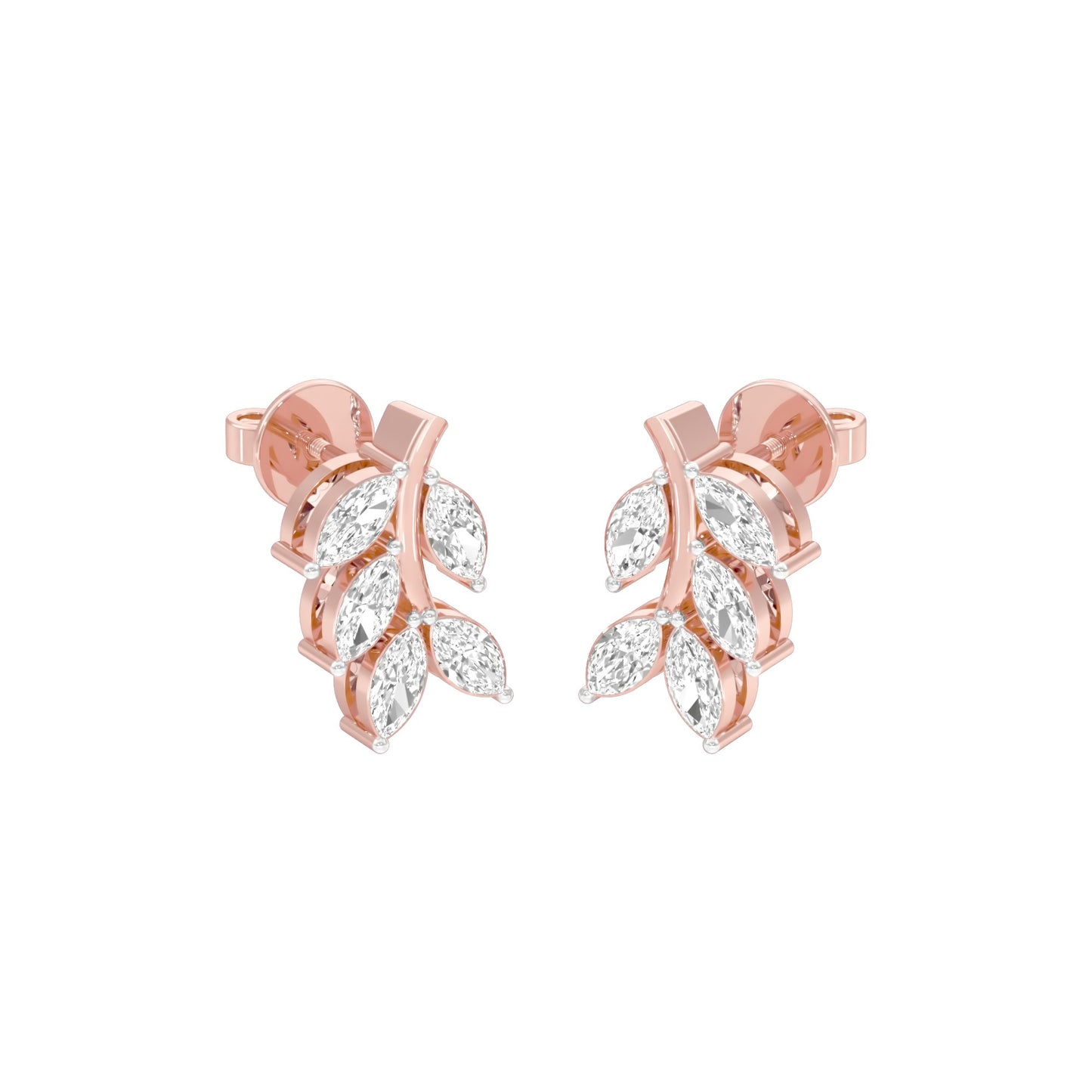 Whisper Vine Diamond Stud Earrings 18 KT / Rose Gold