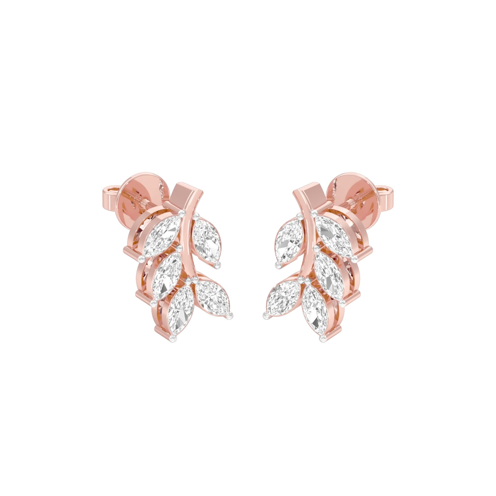 Whisper Vine Diamond Stud Earrings 18 KT / Rose Gold
