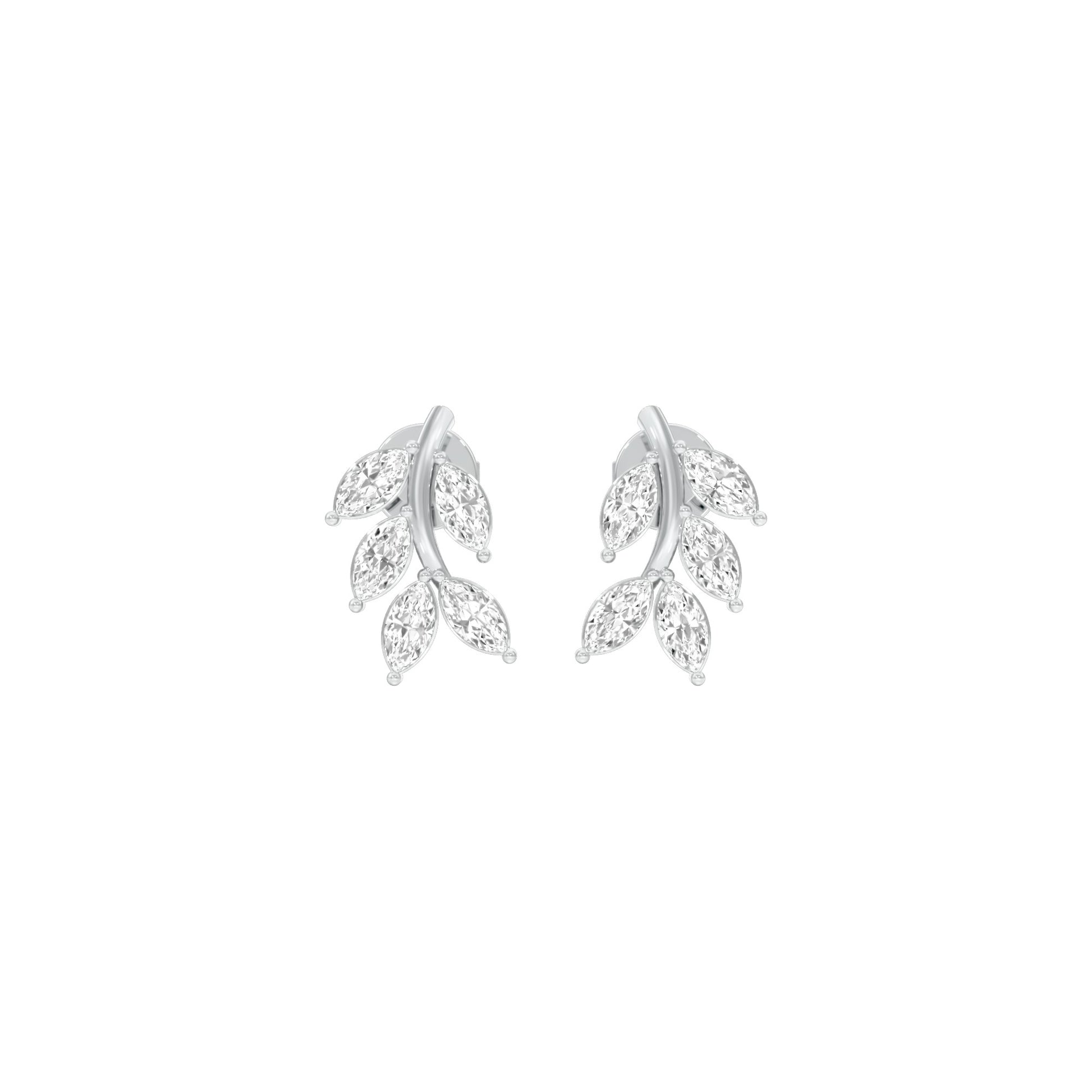 Whisper Vine Diamond Stud Earrings 18 KT / White Gold