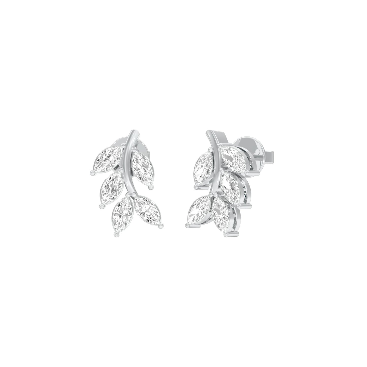 Whisper Vine Diamond Stud Earrings 18 KT / White Gold
