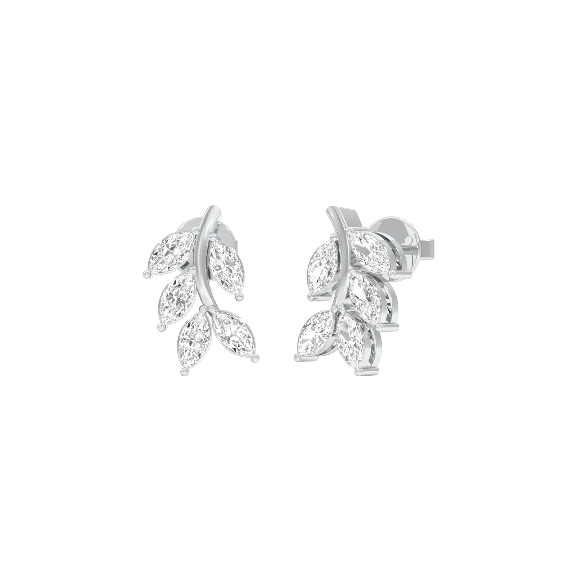 Whisper Vine Diamond Stud Earrings 18 KT / White Gold