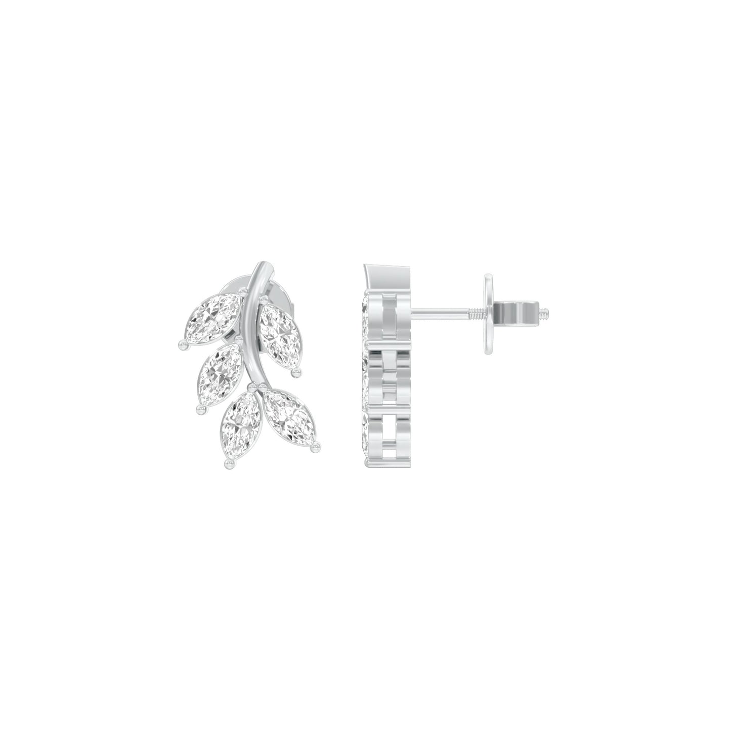 Whisper Vine Diamond Stud Earrings 18 KT / White Gold