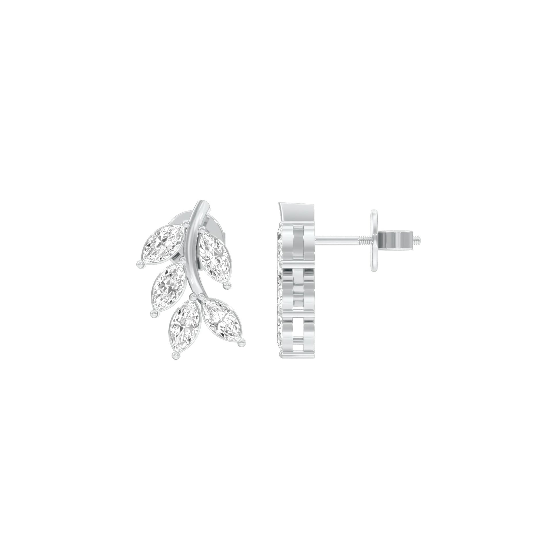 Whisper Vine Diamond Stud Earrings 18 KT / White Gold