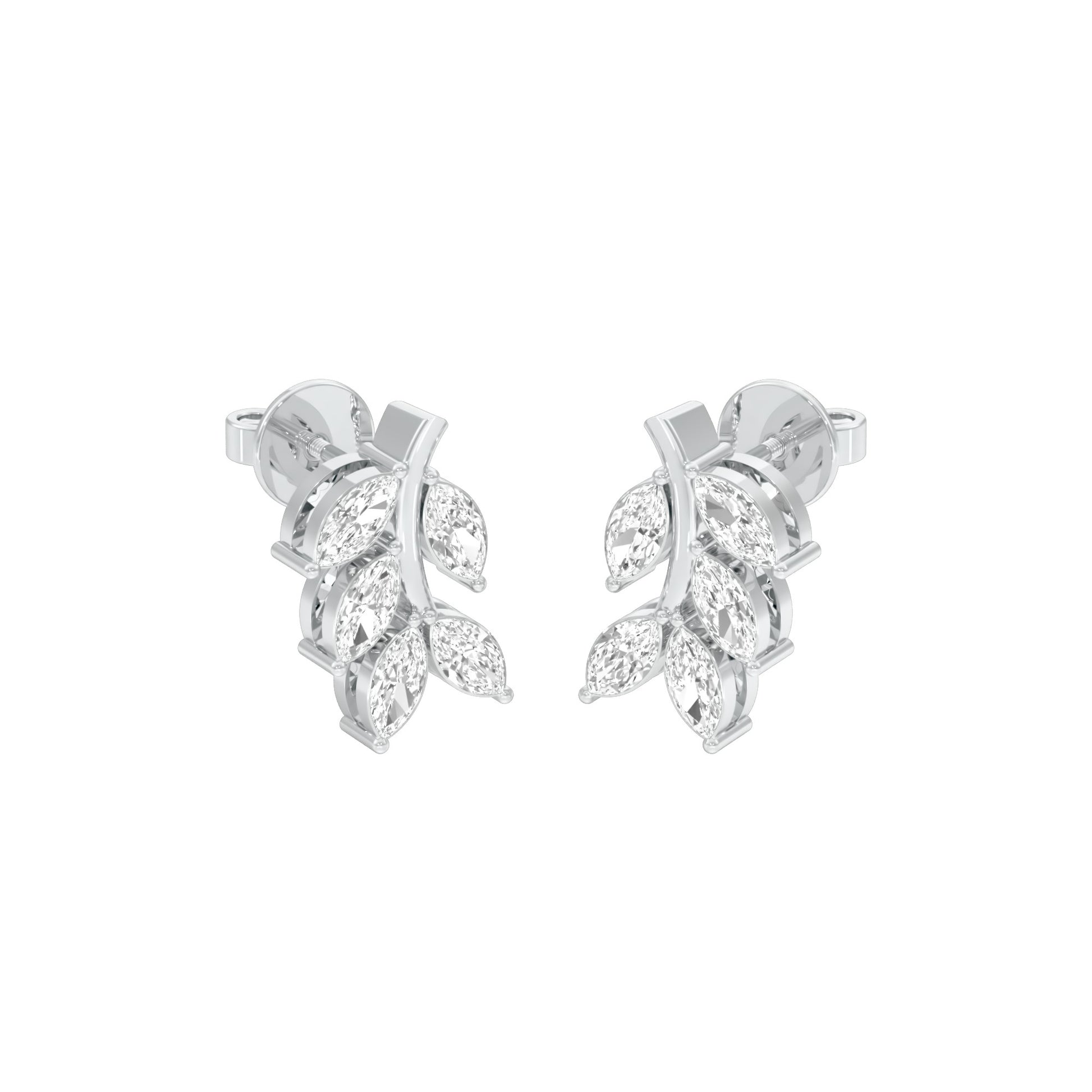 Whisper Vine Diamond Stud Earrings 18 KT / White Gold