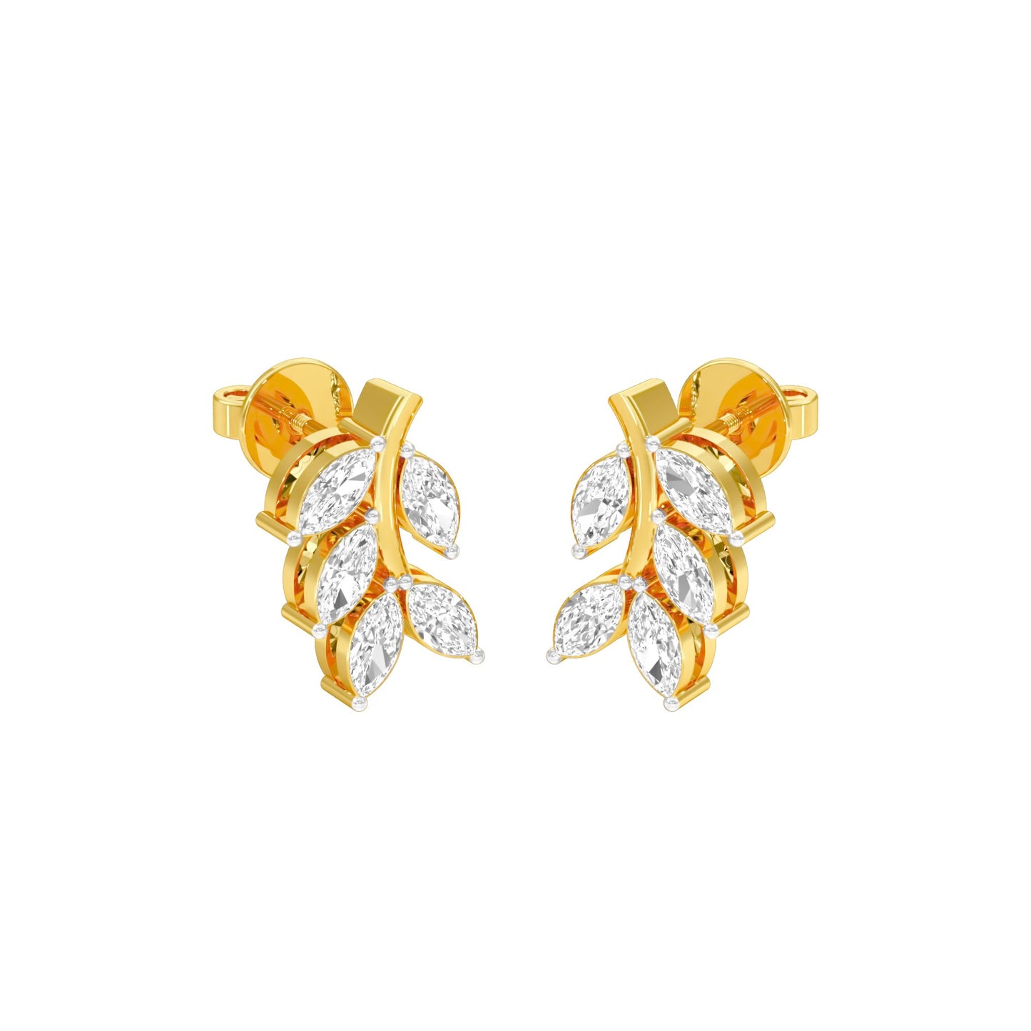 Whisper Vine Diamond Stud Earrings 18 KT / Yellow Gold