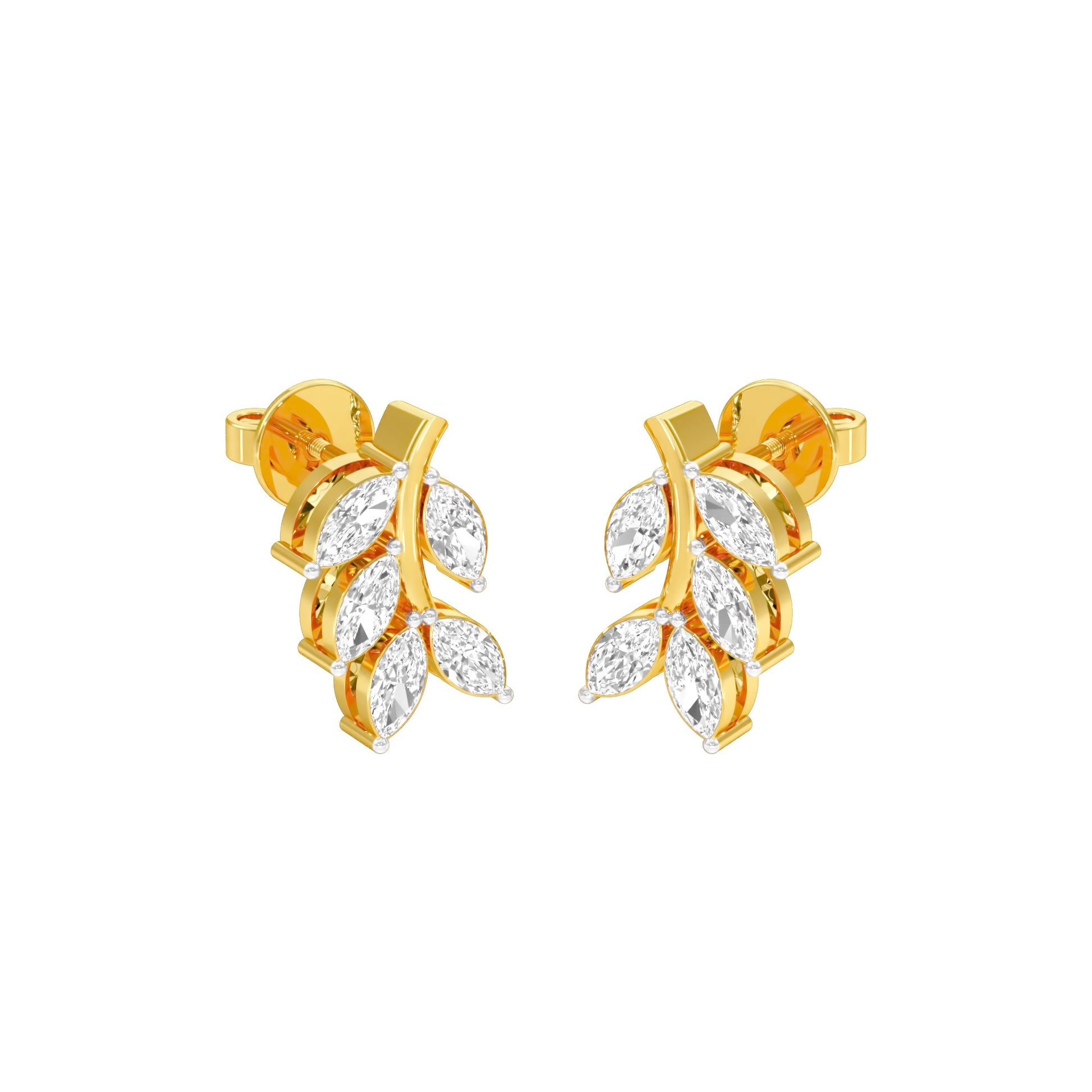 Whisper Vine Diamond Stud Earrings 18 KT / Yellow Gold
