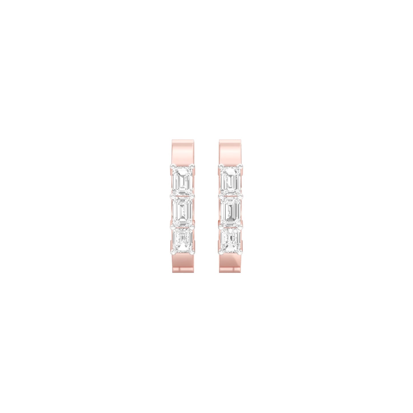 Squared One Diamond Bali Earrings 18 KT / Rose Gold