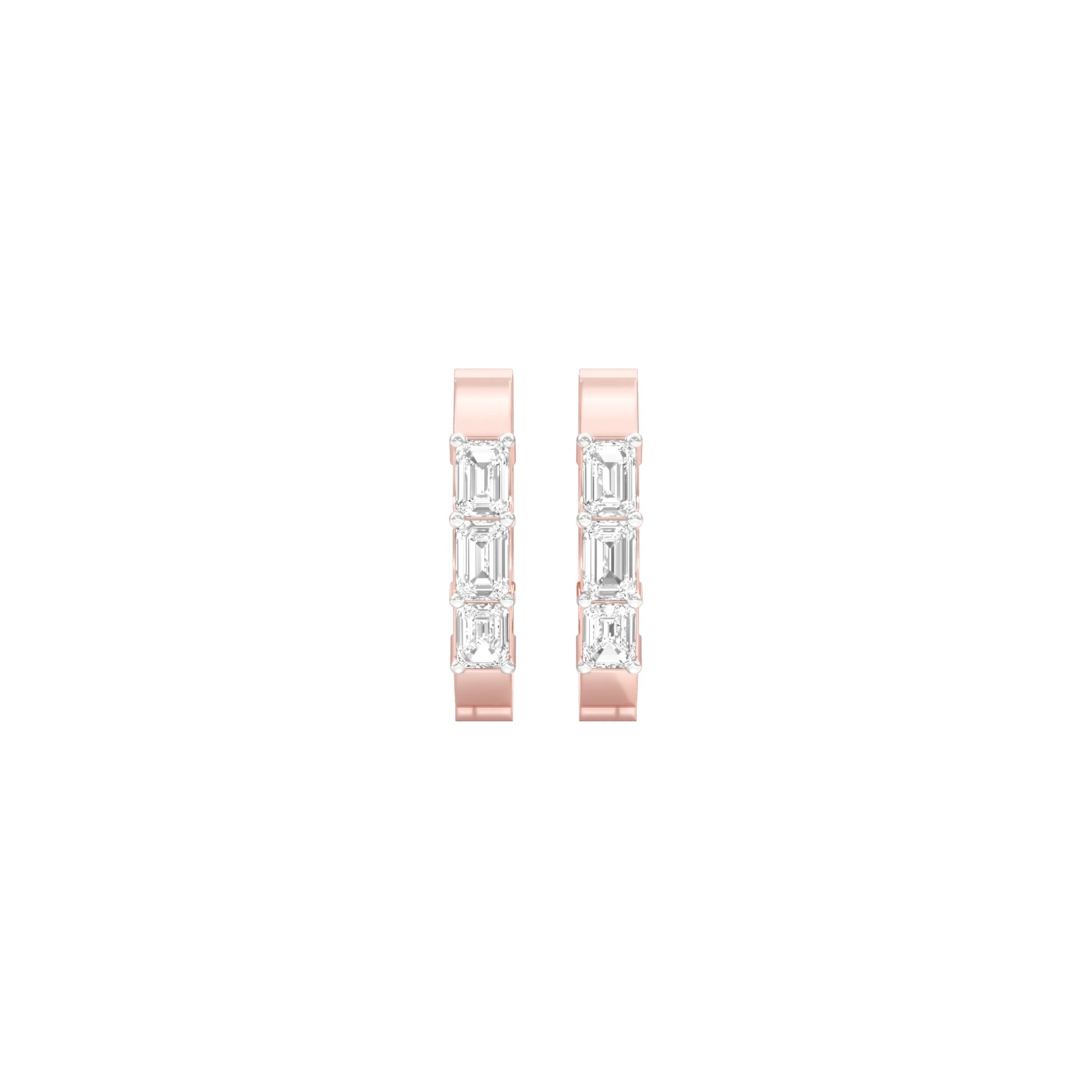 Squared One Diamond Bali Earrings 18 KT / Rose Gold
